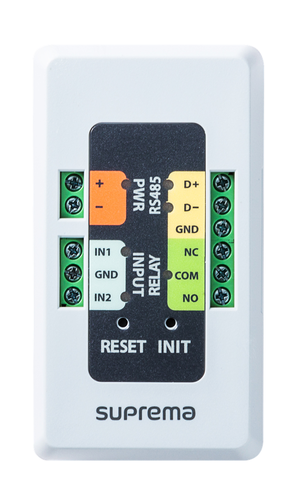 I/O Module - Secure I/O Expansion Module (2 inputs / 1 output).
SIO2 must be used every time there are tangible assets/information to protect behind the door.
Compatible with BioStar 2, compatible with readers and with CoreStation.